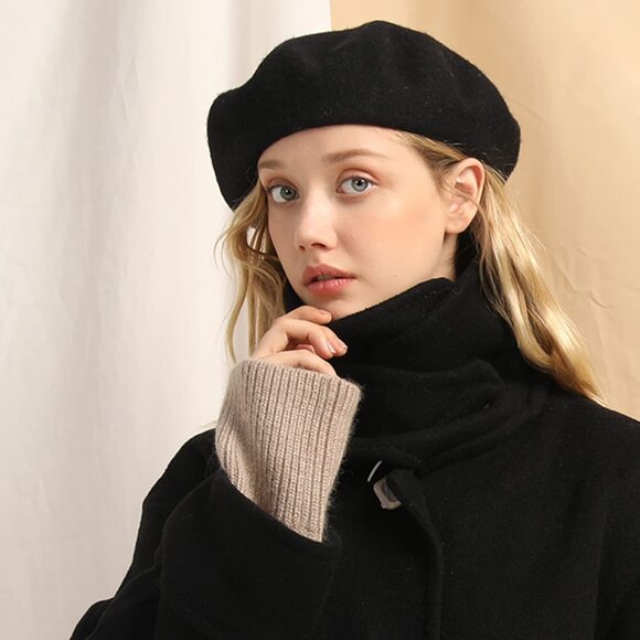 6362 Black Beret Daily French Artist Painter Hats Classic Solid Color main image 4